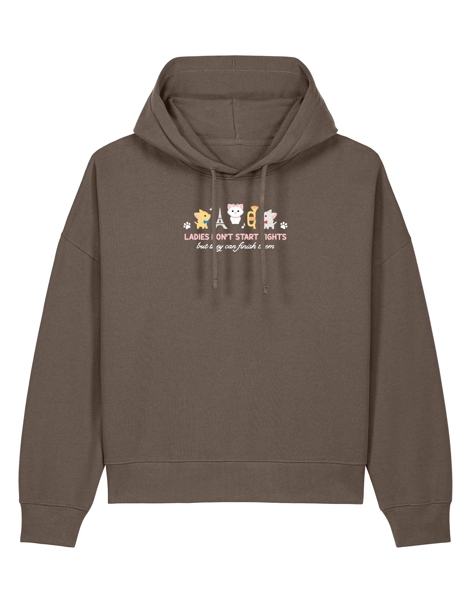 Cats Embroidered Boxy Organic Cotton Hoodie - Image 3