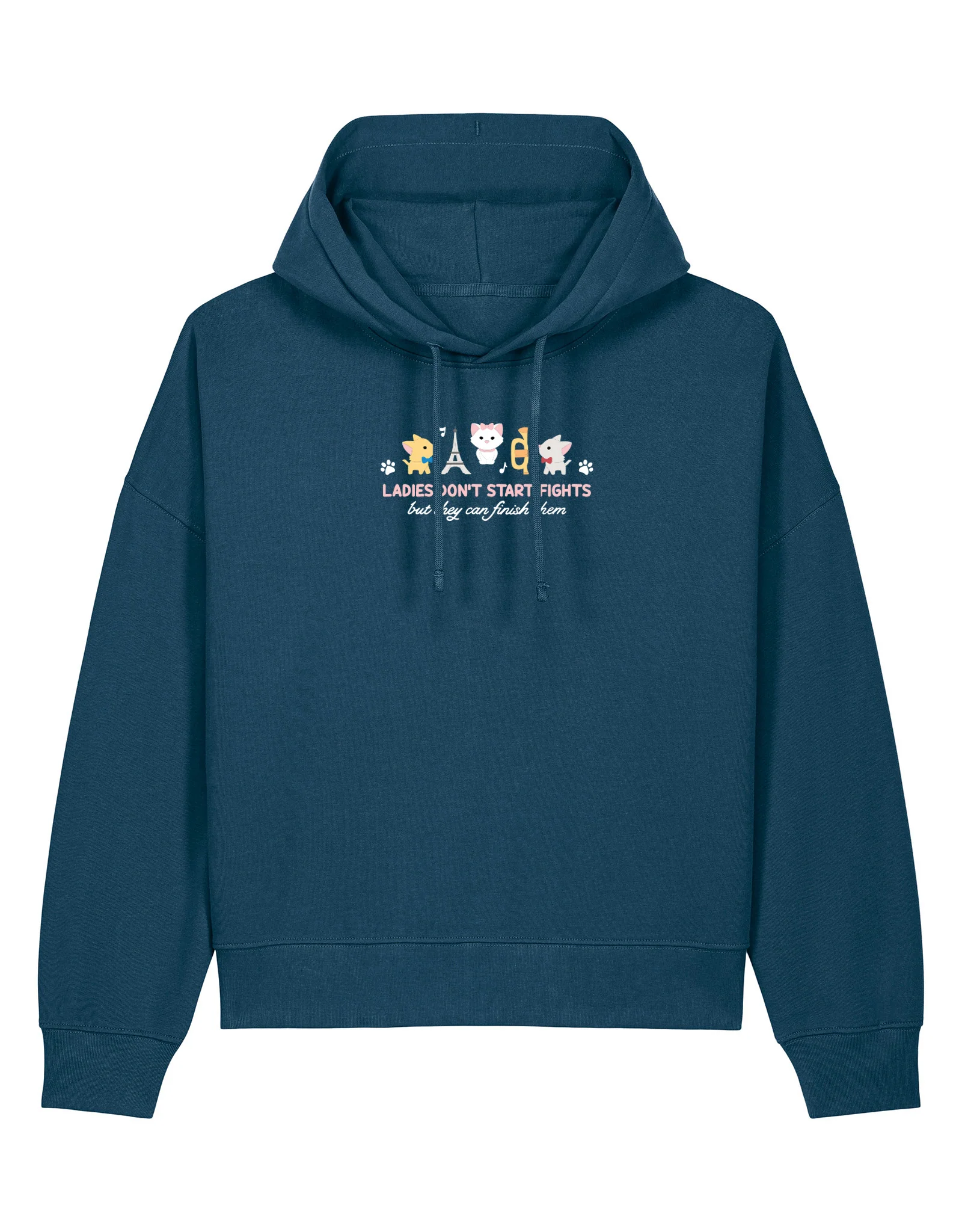 Cats Embroidered Boxy Organic Cotton Hoodie - Image 5