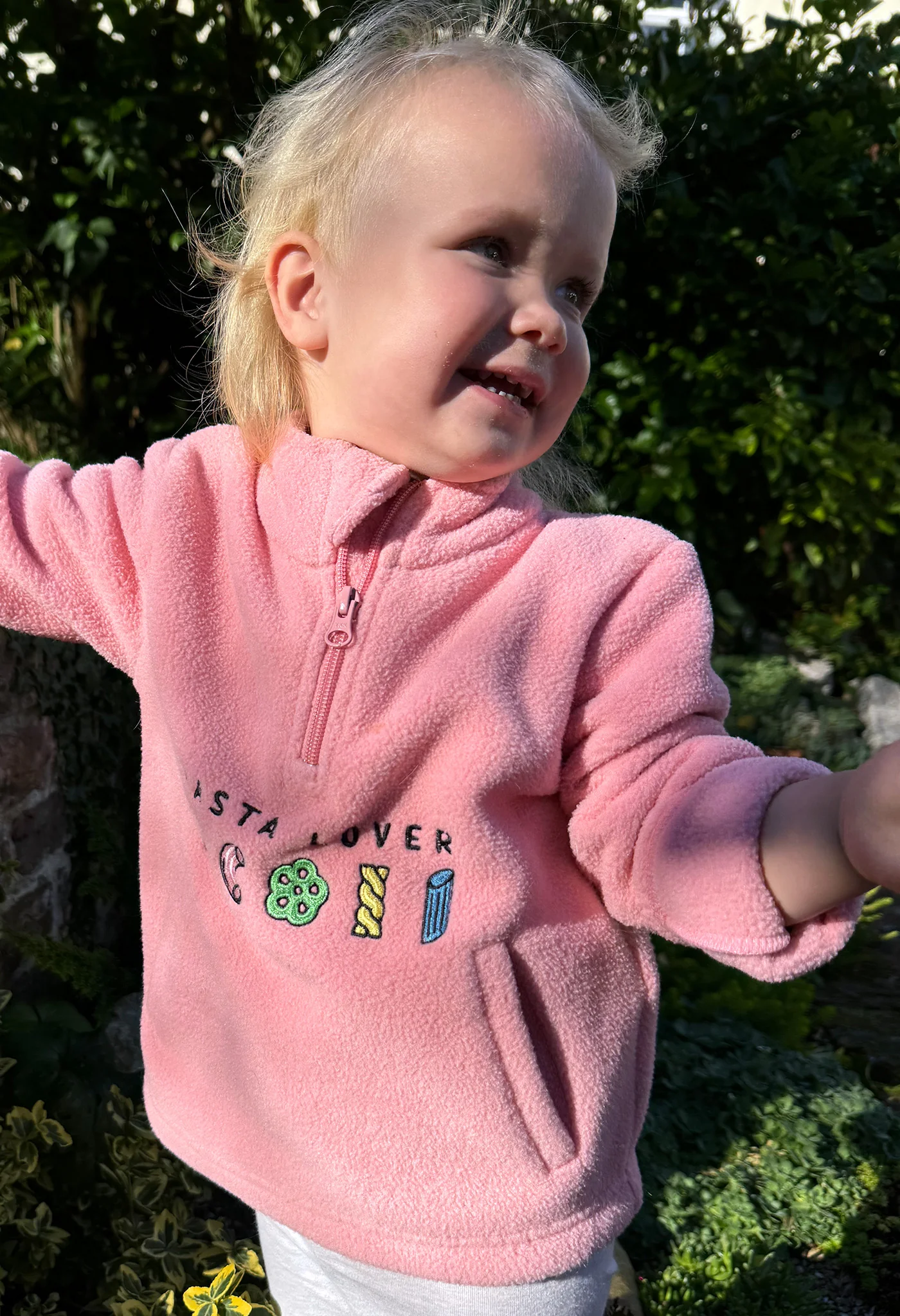 Pasta Lover Recycled Polyester Quarter Zip Childrens Fleece - Image 3