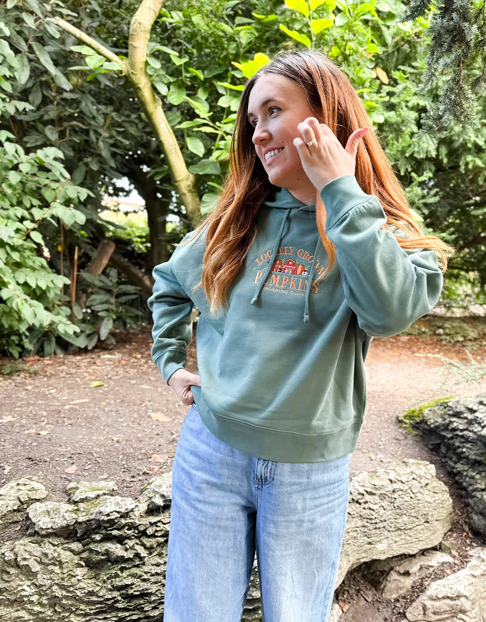 Pumpkins Embroidered Boxy Organic Cotton Hoodie - Image 3